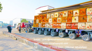 10 axle lines Modular Trailer heavy loading test 450 ton by customer inspection, total 20 axle lines for Mid-East