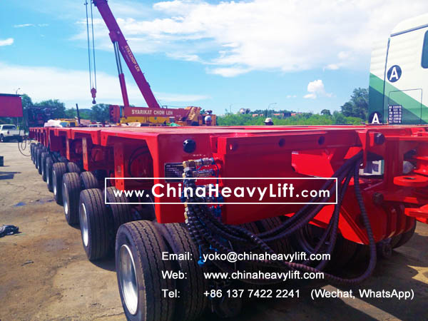 CHINA HEAVY LIFT after sale service of 10 axle lines Modular Trailer in Malaysia, www.chinaheavylift.com