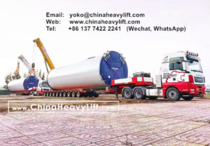 10 axle extendable Hydraulic Lowbed Trailer for Wind Tower Section transportation in Vietnam