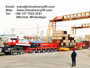 Loading test 400 ton Drop Deck with Spread Loading Beam, with Gooseneck and 13 axle lines Modular Trailer