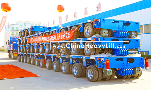 CHINAHEAVYLIFT manufacture 40 axle lines Goldhofer THP/SL modular trailers hydraulic multi axles delivery from factory, www.chinaheavylift.com