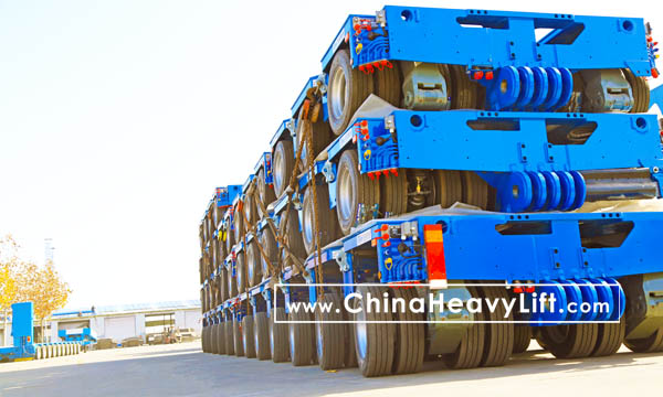 CHINAHEAVYLIFT manufacture 40 axle lines Goldhofer THP/SL modular trailers hydraulic multi axles delivery from factory, www.chinaheavylift.com