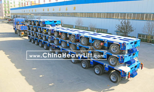 CHINAHEAVYLIFT manufacture 40 axle lines Goldhofer THP/SL modular trailers hydraulic multi axles delivery from factory, www.chinaheavylift.com