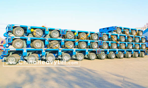 CHINAHEAVYLIFT manufacture 40 axle lines Goldhofer THP/SL modular trailers hydraulic multi axles delivery from factory, www.chinaheavylift.com