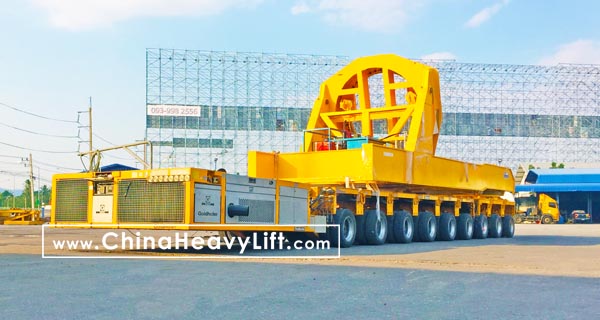 wind blade adapter on Goldhofer SPMT modular trailer link on Modular Trailer page, www.chinaheavylift.com