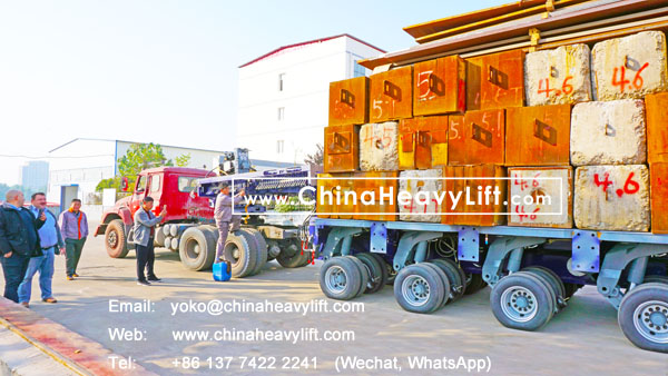 CHINA HEAVY LIFT 10 axle lines Modular Trailer hydraulic multi axle heavy loading test 450 ton in factory, total 20 axle lines compatible Goldhofer for Mid-East heavy transport company, www.chinaheavylift.com