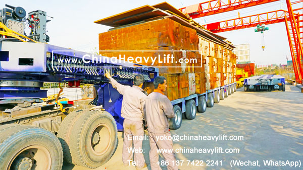 CHINA HEAVY LIFT 10 axle lines Modular Trailer hydraulic multi axle heavy loading test 450 ton in factory, total 20 axle lines compatible Goldhofer for Mid-East heavy transport company, www.chinaheavylift.com