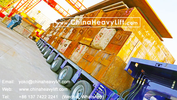 CHINA HEAVY LIFT 10 axle lines Modular Trailer hydraulic multi axle heavy loading test 450 ton in factory, total 20 axle lines compatible Goldhofer for Mid-East heavy transport company, www.chinaheavylift.com