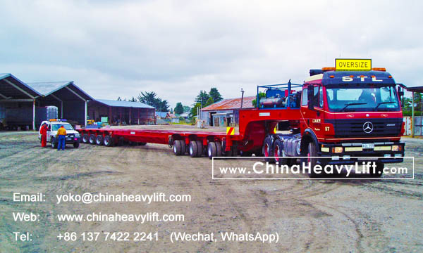 CHINAHEAVYLIFT after sale service in New Zealand for 8 axle lines Modular Trailers and Boat transportation, www.chinaheavylift.com