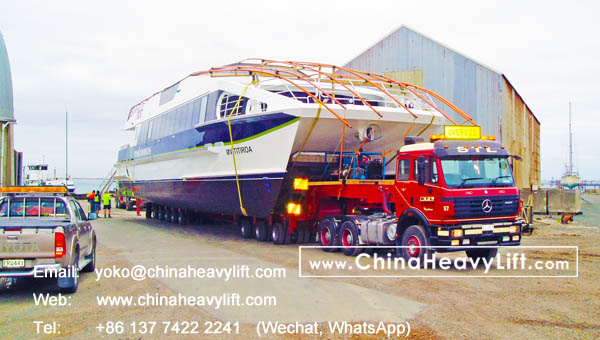 CHINAHEAVYLIFT after sale service in New Zealand for 8 axle lines Modular Trailers and Boat transportation, www.chinaheavylift.com