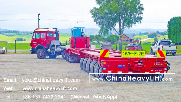 CHINAHEAVYLIFT after sale service in New Zealand for 8 axle lines Modular Trailers and Boat transportation, www.chinaheavylift.com