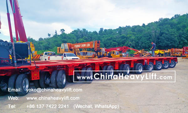 CHINA HEAVY LIFT after sale service of 10 axle lines Modular Trailer in Malaysia, www.chinaheavylift.com