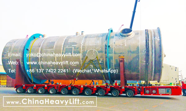 CHINA HEAVY LIFT manufacture 10 axle lines Self propelled modular trailer compatible Goldhofer SPMT transport 250 ton reaction tower, www.chinaheavylift.com