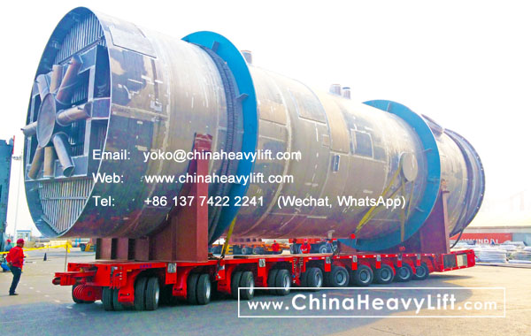 CHINA HEAVY LIFT manufacture 10 axle lines Self propelled modular trailer compatible Goldhofer SPMT transport 250 ton reaction tower, www.chinaheavylift.com