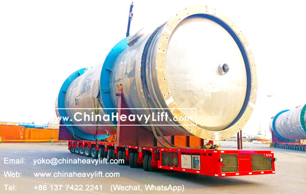 CHINA HEAVY LIFT manufacture 10 axle lines Self propelled modular trailer compatible Goldhofer SPMT transport 250 ton reaction tower, www.chinaheavylift.com