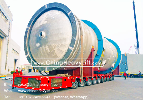 CHINA HEAVY LIFT manufacture 10 axle lines Self propelled modular trailer compatible Goldhofer SPMT transport 250 ton reaction tower, www.chinaheavylift.com