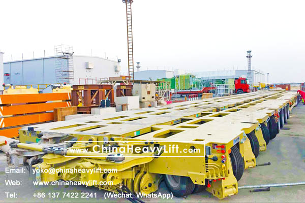 CHINAHEAVYLIFT manufacture 16 axle lines Modular Trailer hydraulic multi axle and Spacer for Kuwait, compatible with Goldhofer THP/SL heavy duty module and SPMT, www.chinaheavylift.com