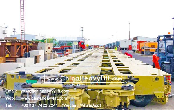 CHINAHEAVYLIFT manufacture 16 axle lines Modular Trailer hydraulic multi axle and Spacer for Kuwait, compatible with Goldhofer THP/SL heavy duty module and SPMT, www.chinaheavylift.com