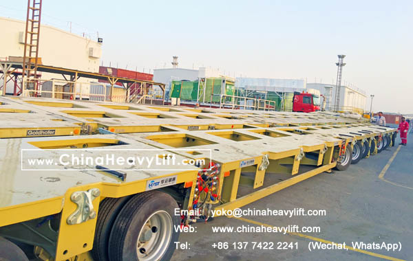 CHINAHEAVYLIFT manufacture 16 axle lines Modular Trailer hydraulic multi axle and Spacer for Kuwait, compatible with Goldhofer THP/SL heavy duty module and SPMT, www.chinaheavylift.com