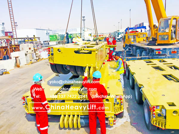 CHINAHEAVYLIFT manufacture 16 axle lines Modular Trailer hydraulic multi axle and Spacer for Kuwait, compatible with Goldhofer THP/SL heavy duty module and SPMT, www.chinaheavylift.com