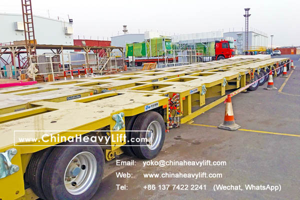 CHINAHEAVYLIFT manufacture 16 axle lines Modular Trailer hydraulic multi axle and Spacer for Kuwait, compatible with Goldhofer THP/SL heavy duty module and SPMT, www.chinaheavylift.com