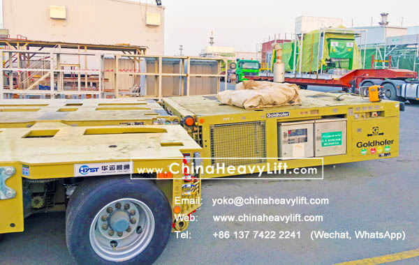 CHINAHEAVYLIFT manufacture 16 axle lines Modular Trailer hydraulic multi axle and Spacer for Kuwait, compatible with Goldhofer THP/SL heavy duty module and SPMT, www.chinaheavylift.com