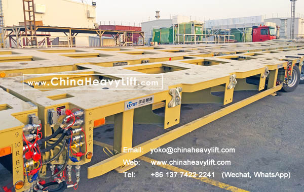 CHINAHEAVYLIFT manufacture 16 axle lines Modular Trailer hydraulic multi axle and Spacer for Kuwait, compatible with Goldhofer THP/SL heavy duty module and SPMT, www.chinaheavylift.com