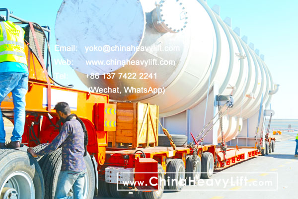 CHINA HEAVY LIFT manufacture 16 axle lines Modular Trailer hydraulic multi axle and 180 ton capacity DropDeck, after sale service in Abu Dhabi, for giant Tank transportation, www.chinaheavylift.com