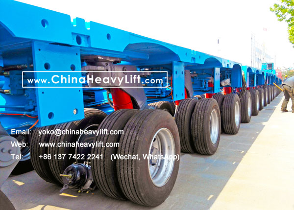 CHINA HEAVY LIFT manufacture 19 axle lines Modular Trailer hydraulic multi axle and Gooseneck for Bolivia South America, www.chinaheavylift.com