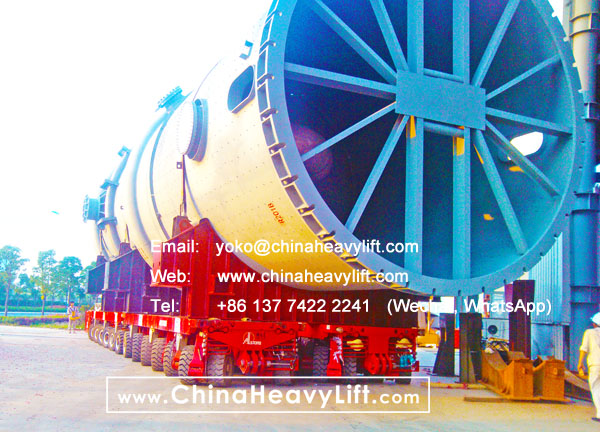 CHINA HEAVY LIFT manufacture 24 axle lines Self-propelled Modular Transporters SPMT side by side successfully transport 500 ton Evaporator reactor, www.chinaheavylift.com