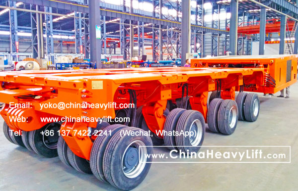 CHINA HEAVY LIFT manufacture Self propelled modular trailer SPMT for Chile South America, combine with 14 axle lines modular trailer, www.chinaheavylift.com