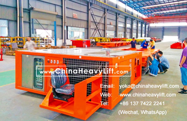 CHINA HEAVY LIFT manufacture Self propelled modular trailer SPMT for Chile South America, combine with 14 axle lines modular trailer, www.chinaheavylift.com