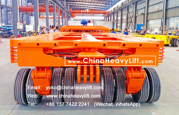 CHINA HEAVY LIFT manufacture Self propelled modular trailer SPMT for Chile South America, combine with 14 axle lines modular trailer, www.chinaheavylift.com