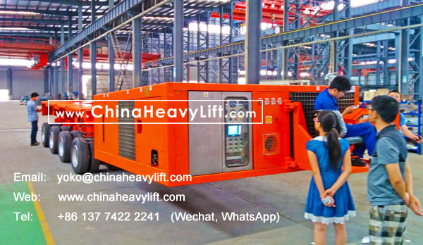 CHINA HEAVY LIFT manufacture Self propelled modular trailer SPMT for Chile South America, combine with 14 axle lines modular trailer, www.chinaheavylift.com