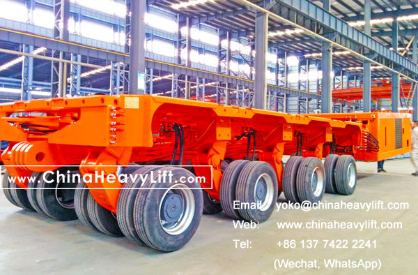 CHINA HEAVY LIFT manufacture Self propelled modular trailer SPMT for Chile South America, combine with 14 axle lines modular trailer, www.chinaheavylift.com