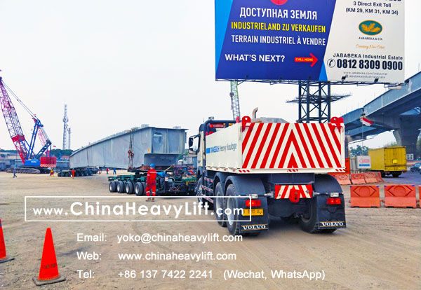 CHINAHEAVYLIFT manufacture 10 axle lines Hydraulic multi axle trailer modular trailers and 200 ton Turntable for Indonesia bridge girder project, www.chinaheavylift.com