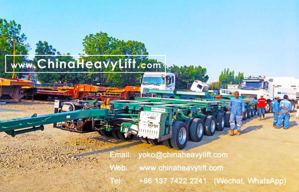 CHINAHEAVYLIFT manufacture 10 axle lines Hydraulic multi axle trailer modular trailers and 200 ton Turntable for Indonesia bridge girder project, www.chinaheavylift.com