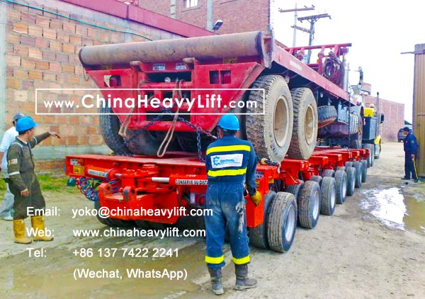 CHINAHEAVYLIFT manufacture 21 axle lines Modular Trailers hydraulic multi axle and Spacer after sale service Colombia South America, www.chinaheavylift.com