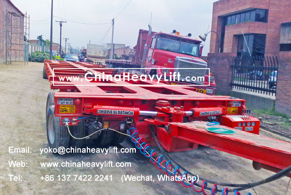 CHINAHEAVYLIFT manufacture 21 axle lines Modular Trailers hydraulic multi axle and Spacer after sale service Colombia South America, www.chinaheavylift.com
