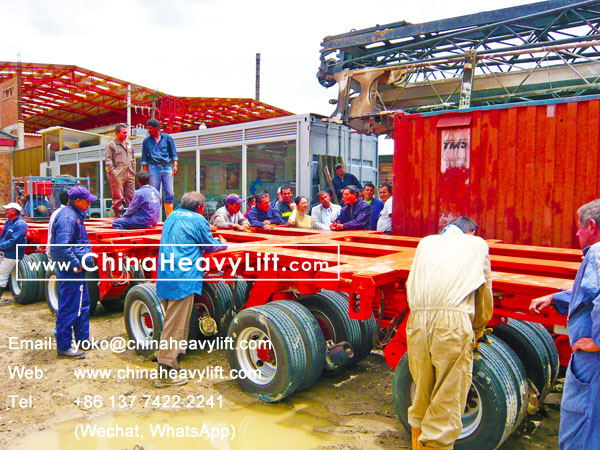 CHINAHEAVYLIFT manufacture 21 axle lines Modular Trailers hydraulic multi axle and Spacer after sale service Colombia South America, www.chinaheavylift.com