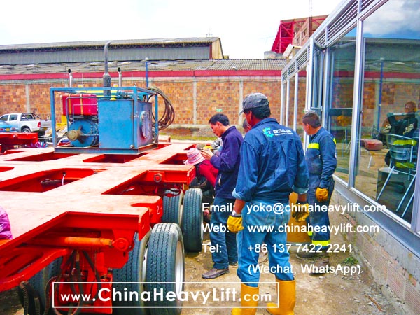 CHINAHEAVYLIFT manufacture 21 axle lines Modular Trailers hydraulic multi axle and Spacer after sale service Colombia South America, www.chinaheavylift.com