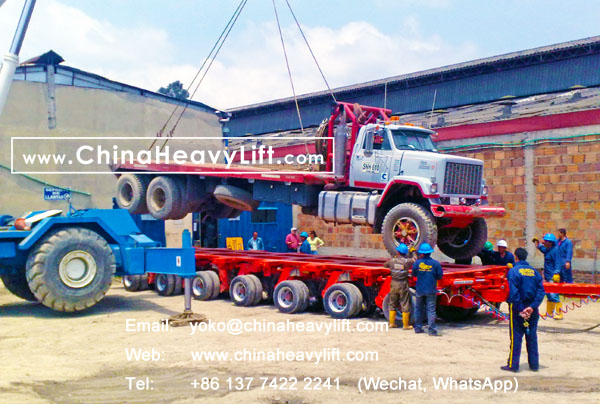 CHINAHEAVYLIFT manufacture 21 axle lines Modular Trailers hydraulic multi axle and Spacer after sale service Colombia South America, www.chinaheavylift.com