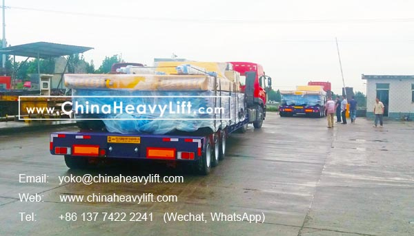 CHINAHEAVYLIFT manufacture 100 ton capacity drop deck (combination type, can be divided into 3 segment), for 12 axle line Goldhofer THP/SL modular trailer to Thailand, www.chinaheavylift.com