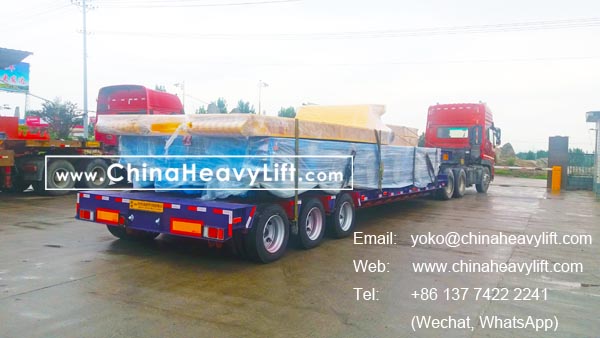 CHINAHEAVYLIFT manufacture 100 ton capacity drop deck (combination type, can be divided into 3 segment), for 12 axle line Goldhofer THP/SL modular trailer to Thailand, www.chinaheavylift.com