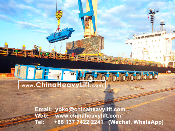 CHINA HEAVY LIFT manufacture 18 axle lines side by side SPMT self propelled Modular Trailer for 420 ton cargo compatible Goldhofer, www.chinaheavylift.com