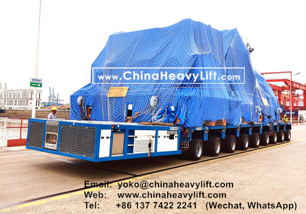 CHINA HEAVY LIFT manufacture 18 axle lines side by side SPMT self propelled Modular Trailer for 420 ton cargo compatible Goldhofer, www.chinaheavylift.com