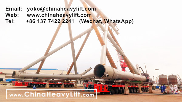 CHINA HEAVY LIFT manufacture 360 axle axle lines SPMT Self-propelled Modular Transporters for SinoTrans for offshore wind power, Concentration tower, Ethylene cracking furnace modules, www.chinaheavylift.com