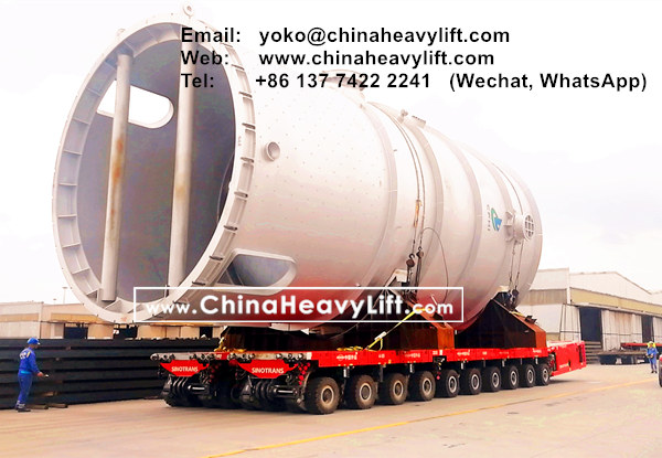 CHINA HEAVY LIFT manufacture 360 axle axle lines SPMT Self-propelled Modular Transporters for SinoTrans for offshore wind power, Concentration tower, Ethylene cracking furnace modules, www.chinaheavylift.com