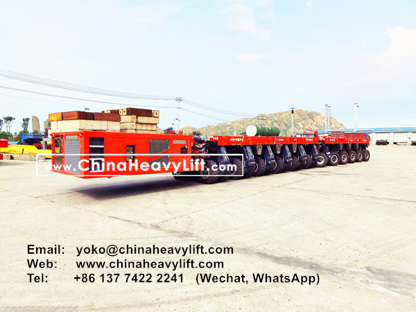 CHINA HEAVY LIFT manufacture 360 axle axle lines SPMT Self-propelled Modular Transporters for SinoTrans for offshore wind power, Concentration tower, Ethylene cracking furnace modules, www.chinaheavylift.com
