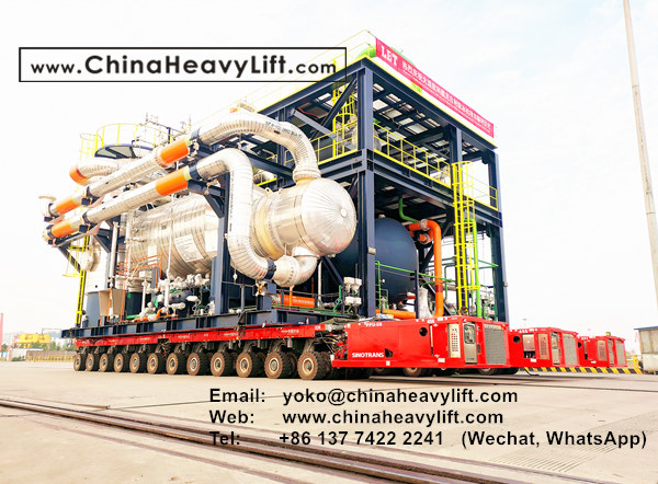 CHINA HEAVY LIFT manufacture 360 axle axle lines SPMT Self-propelled Modular Transporters for SinoTrans for offshore wind power, Concentration tower, Ethylene cracking furnace modules, www.chinaheavylift.com